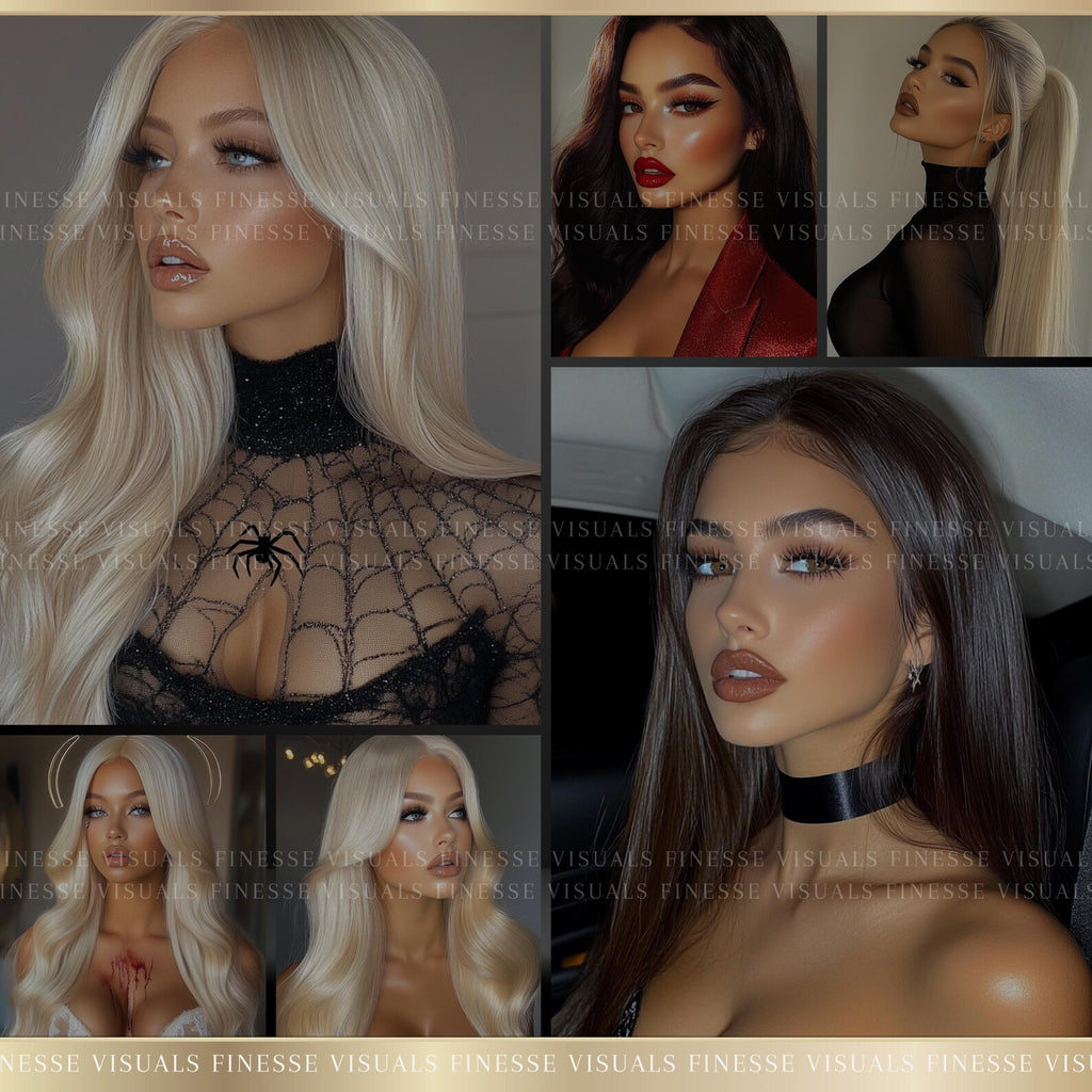 Halloween Beauty AI Stock Image Bundle | Business Marketing Canva | Female Models | Commercial Use | AI Photography Design Elements