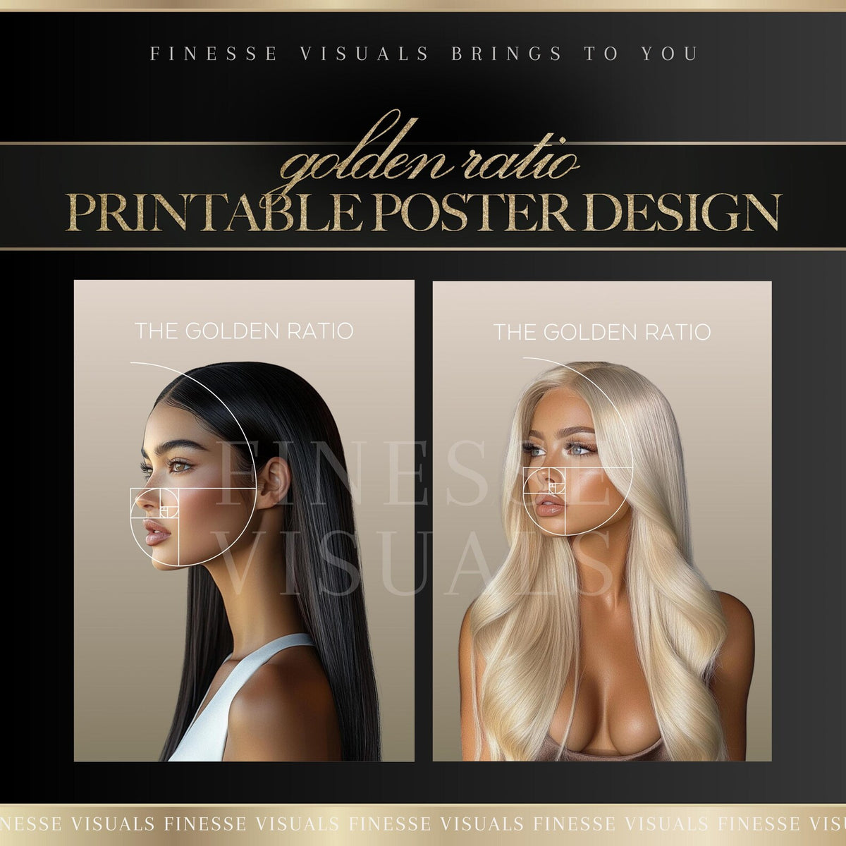Golden Ratio Printable Poster Design | Phi Ratio | For Aesthetics, Beauty, Skincare Clinics | A3 (NOT A PHYSICAL PRODUCT - PRINTABLE ONLY)